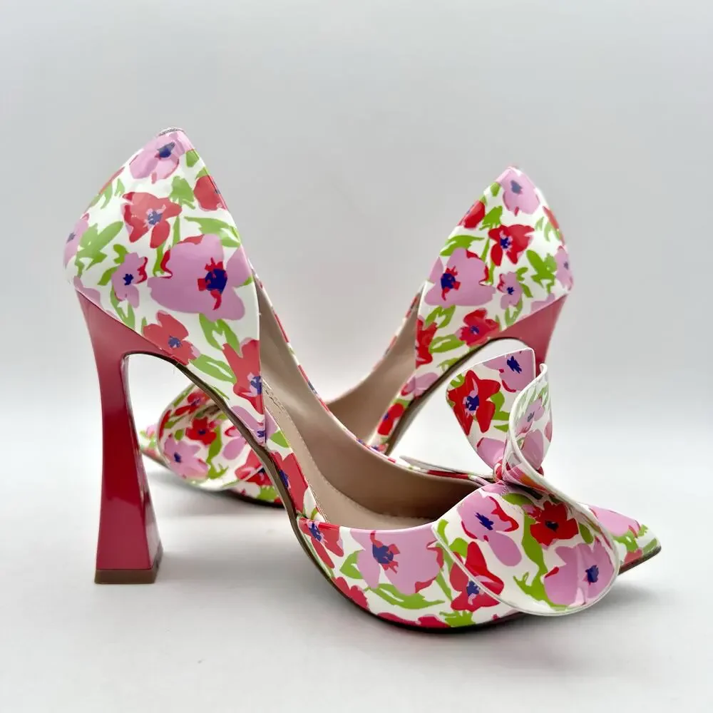 Betsey Johnson Womens Nobble Pumps US 7 M Red Pink Multi EUC